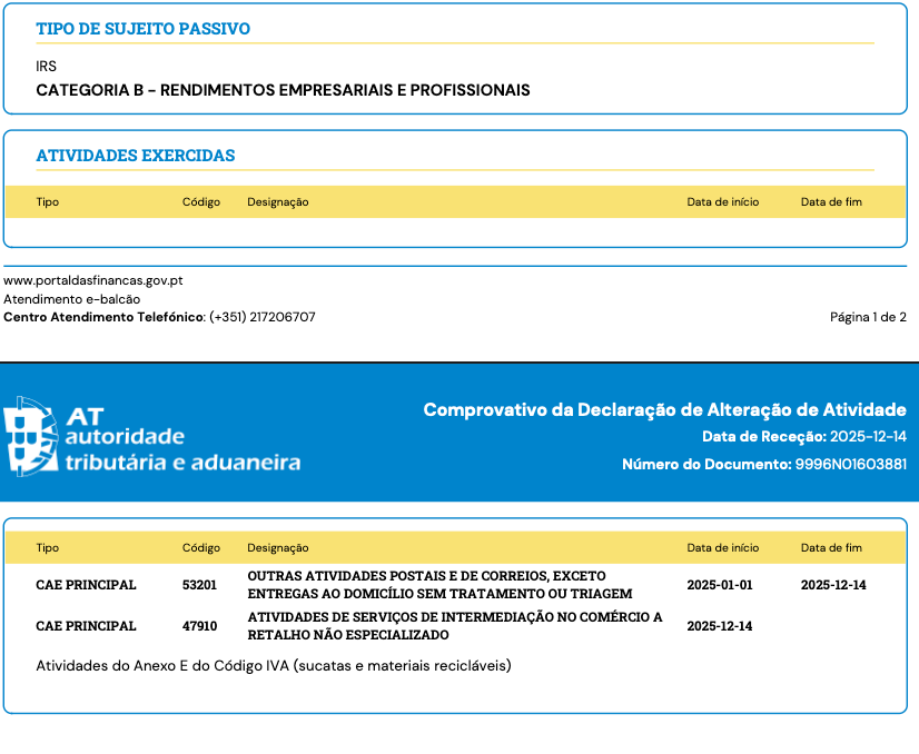 Comprovativo AT - Declaração de Atividade