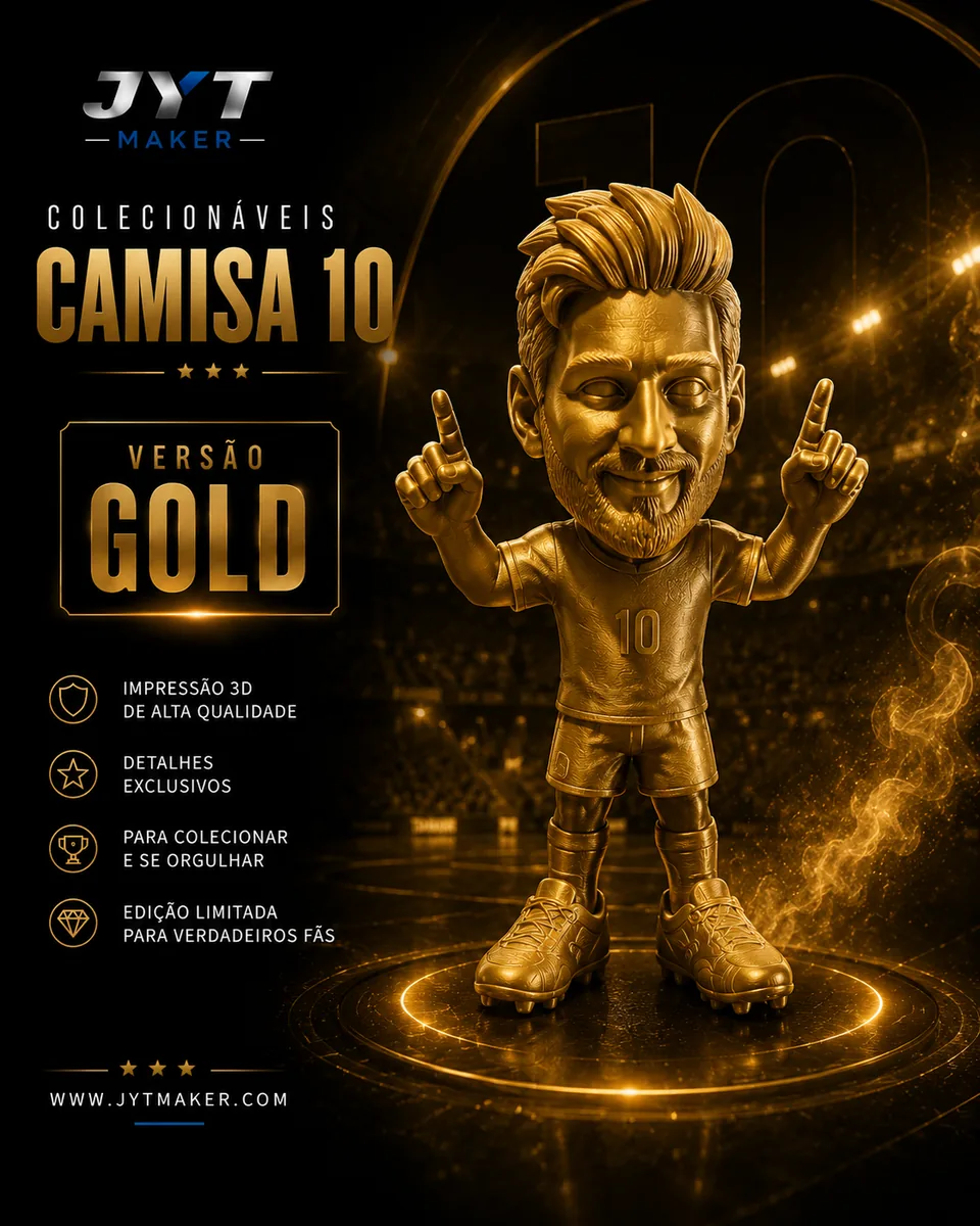 Estatueta 3D Messi – Versão Gold